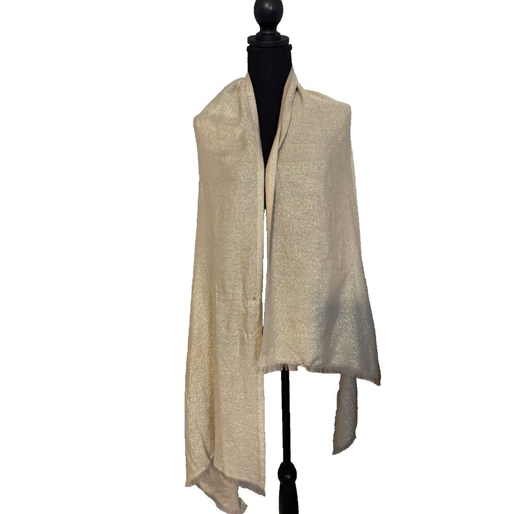 Calvin Klein Solid Gold Metallic Wrap Scarf Swimsuit CoverUp Oversized Nordstrom - Picture 3 of 12